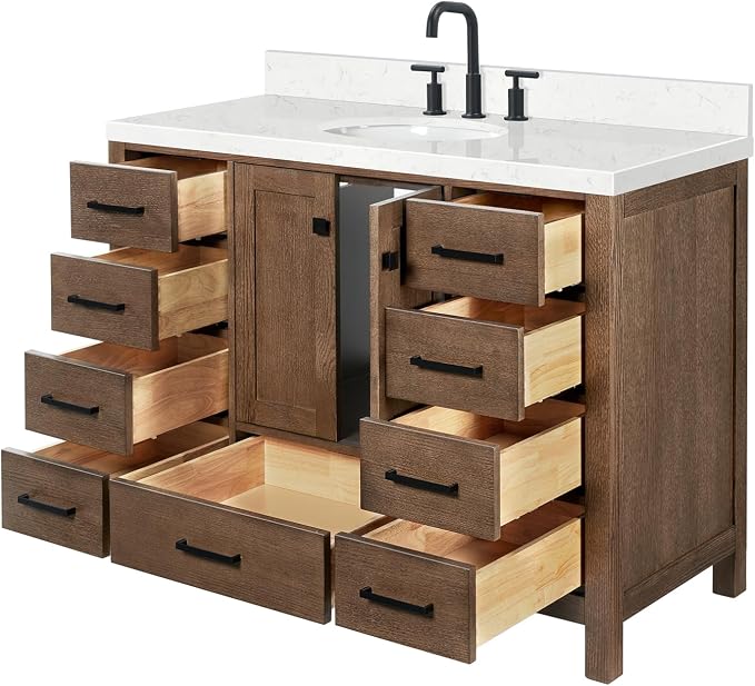 ARIEL Cambridge 48 Inch Single Oval Sink Bathroom Vanity - Image 6