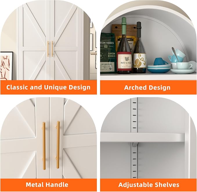 73'' Tall Metal Arched Cabinet, Modern Arch Bookcase Display Cabinet - Image 6