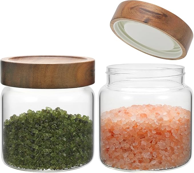 Small Glass Jars With Lids 16oz Spice Jars with Screw Lids Kitchen Clear Glass by OULOVECO