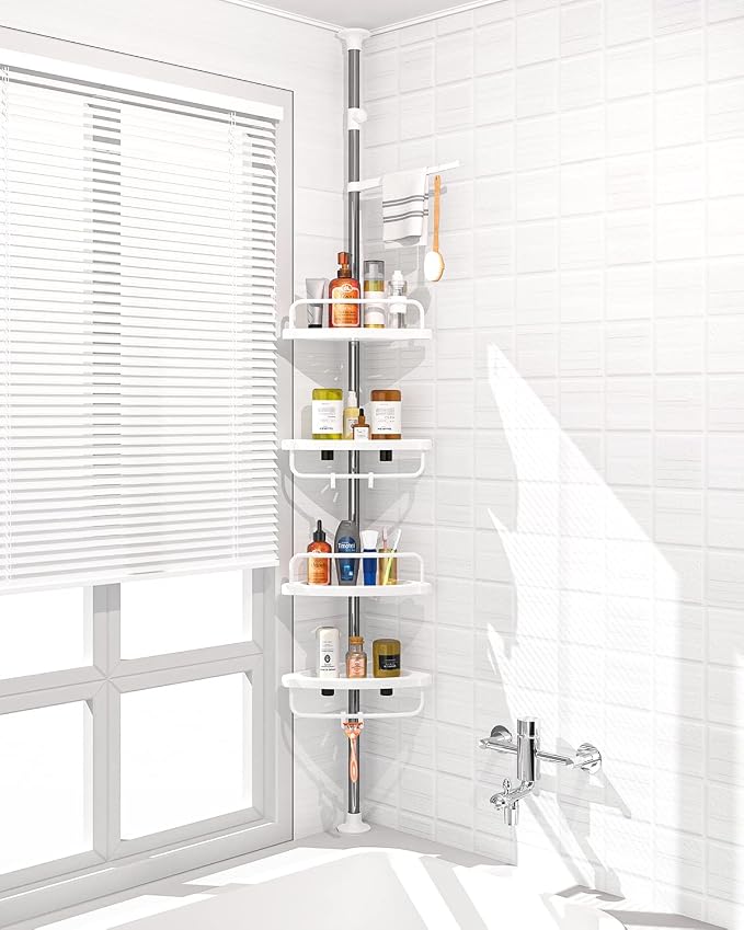 ADOVEL 4 Layer Corner Shower Caddy, Adjustable Shower Shelf, Constant Tension by ADOVEL