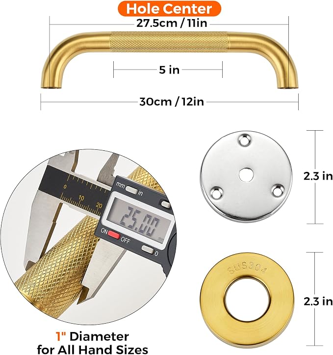Grab Bars for Shower, 2 Pack 12-Inch Anti Slip Shower Handles for Elderly - Image 4