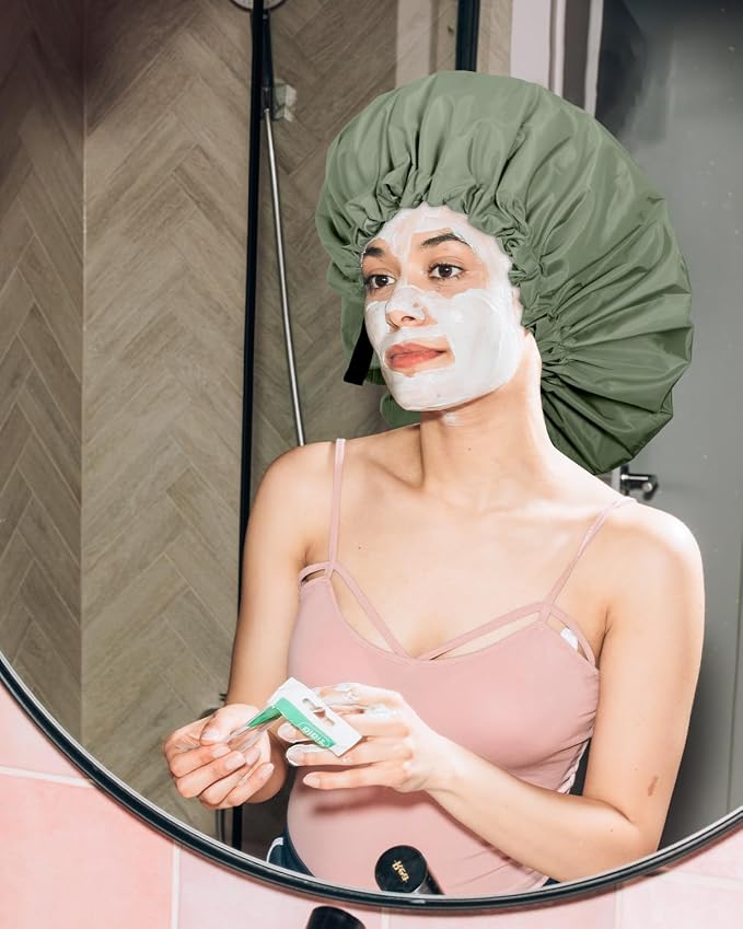 Aquior Shower Cap for Women, Extra Adjustable Shower Caps for Women - Image 7