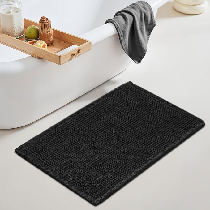 GRANNY SAYS Waffle Bath Mat 24" x 36", Boho Bathroom Rugs Non Slip Washable by GRANNYSAYS
