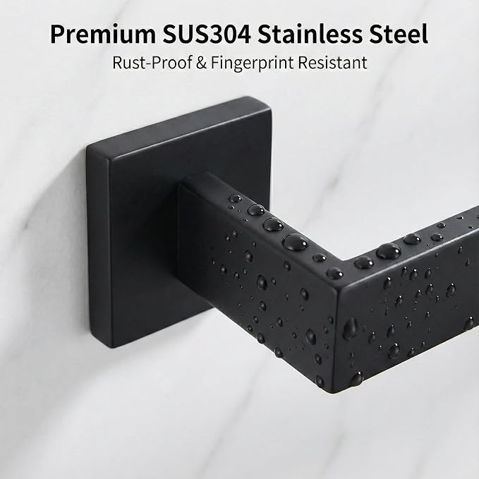 5 Piece Bathroom Hardware Set Matte Black, SUS304 Stainless Steel Towel Bar Set - Image 7