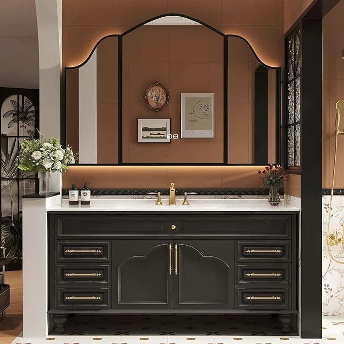 52Inch Bathroom Vanity with Sink, Freestanding Bathroom Cabinet with LED Smart by LUTHXAY