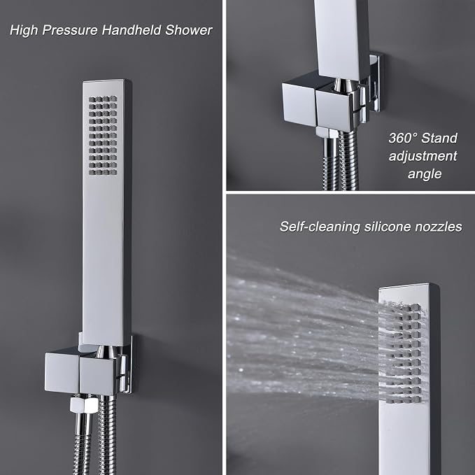 Shower Faucet Set Polished Chrome Shower System Luxury 12 Inch Wall Mounted - Image 5