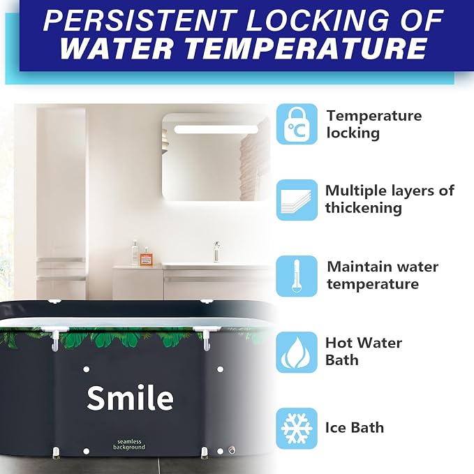BDL Portable Bathtub for Adult 47" Large Foldable Soaking Bath Tub for Shower - Image 3