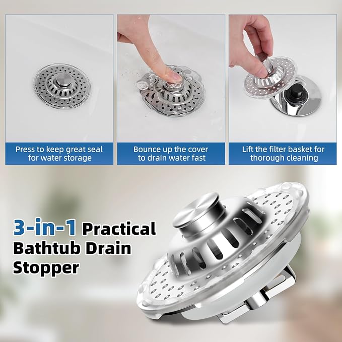 Universal Bathtub Drain Stopper Shower Drain Hair Catcher - Image 3