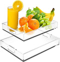 Acrylic Serving Tray Set of 2-16x12 & 15.4x11.9 Inch Clear Luxury Trays by HEAPANY