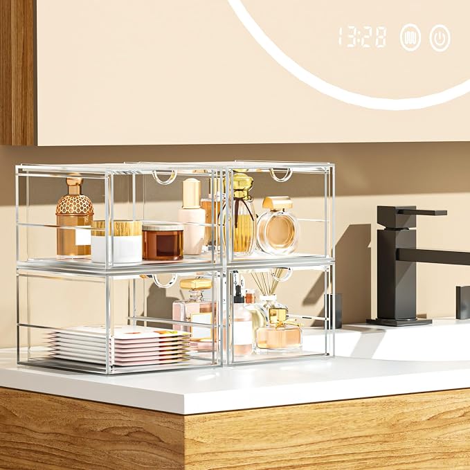 Acrylic Makeup Organizer, 4 Pack Drawer Organizer - Image 4