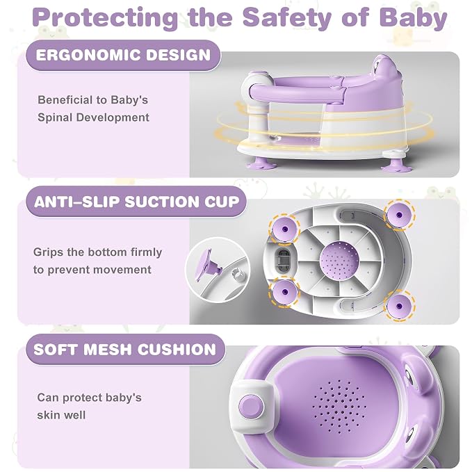 Baby Bath Seat for Babies 6 Months & up Non-Slip Toddler Bath Seats for Sitting - Image 5