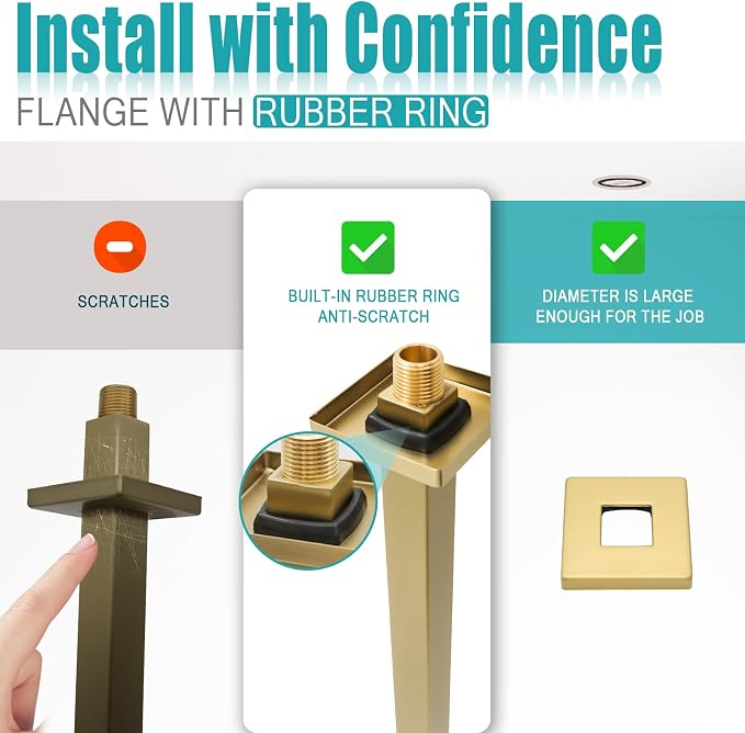 Brushed Gold Shower Arm with Flange and Teflon Tape - Image 5