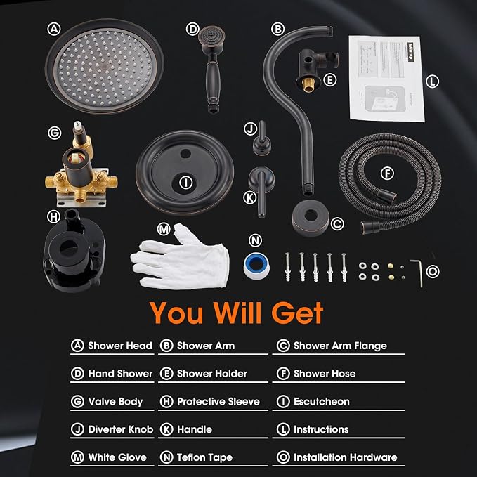 Rainfall Shower System 9 inch Antique Bathroom Luxury Rain Mixer Shower Combo - Image 8