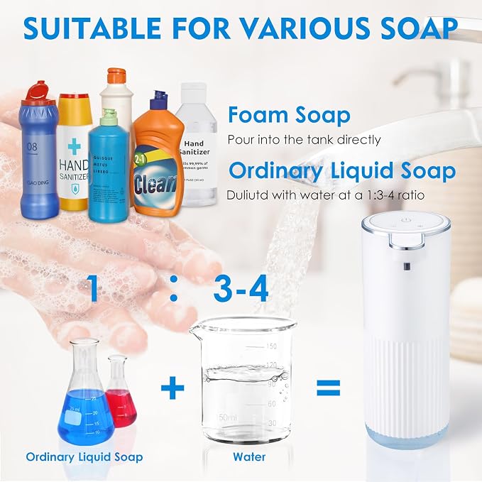 2 Pack Automatic Soap Dispenser Touchless, Rechargeable Foaming Hand Soap - Image 4