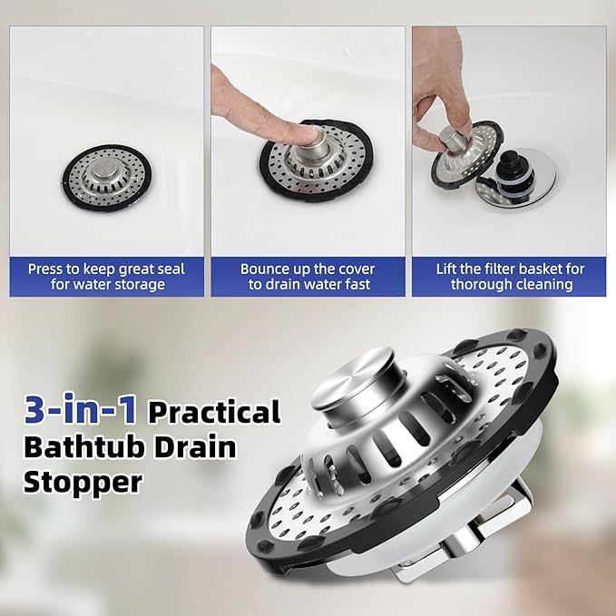 Universal Bathtub Drain Stopper Shower Drain Hair Catcher, Tub Stopper - Image 5