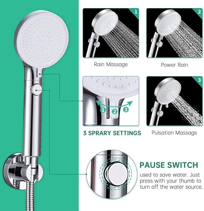 VSincerity Dog Shower Head Sprayer Pet High Pressure 3 Mode Handheld - Image 3