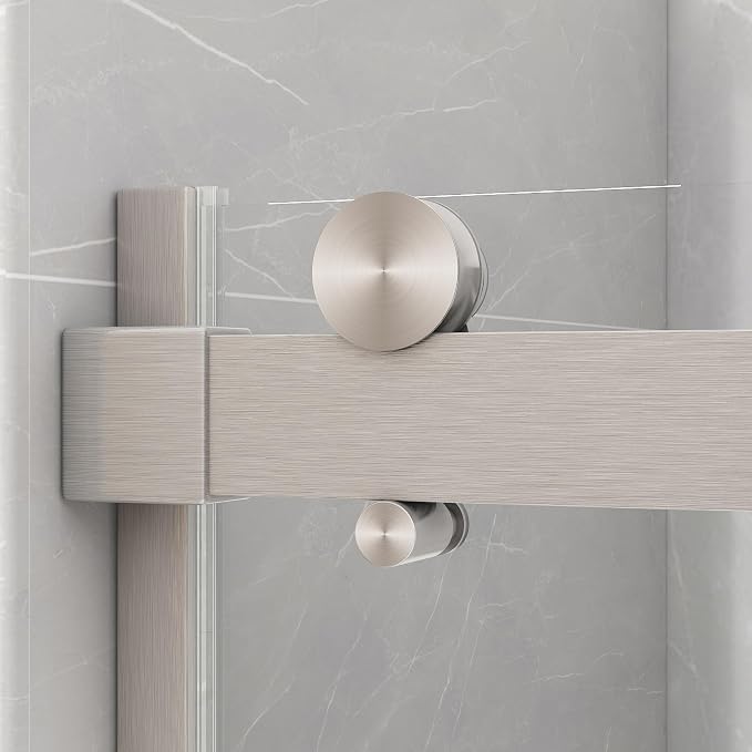 Sunrosa Semi-Frameless Glass Shower Door, 51-55" W x 76" H Single Sliding - Image 2