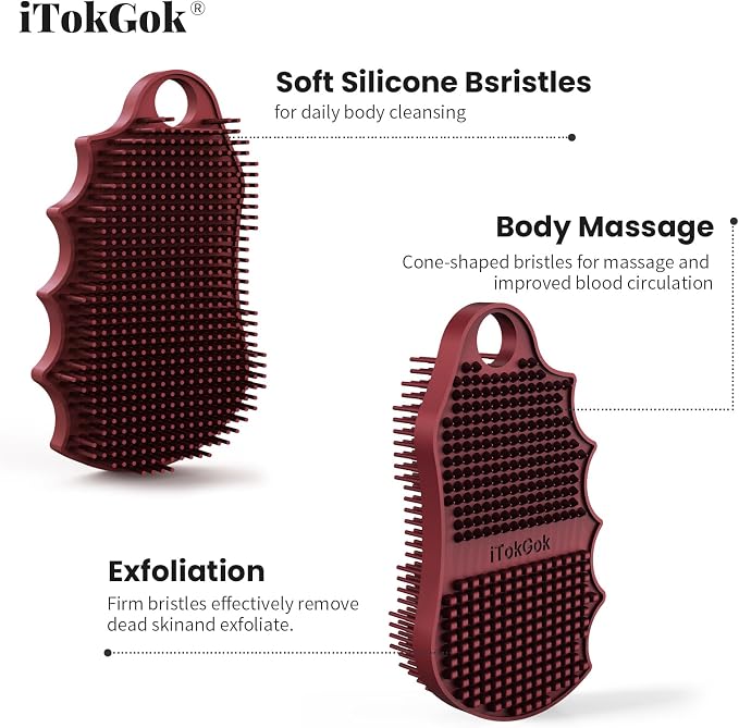 Silicone Body Scrubber Silver-Infused Dual-Sided 3-in-1 - Image 6