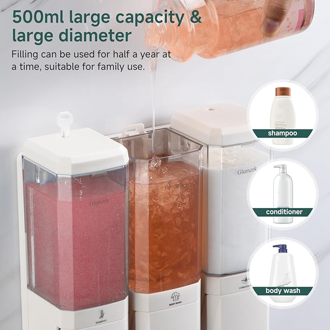Shampoo and Conditioner Dispenser Wall Mounted No Drill, Shower Soap Dispenser - Image 5