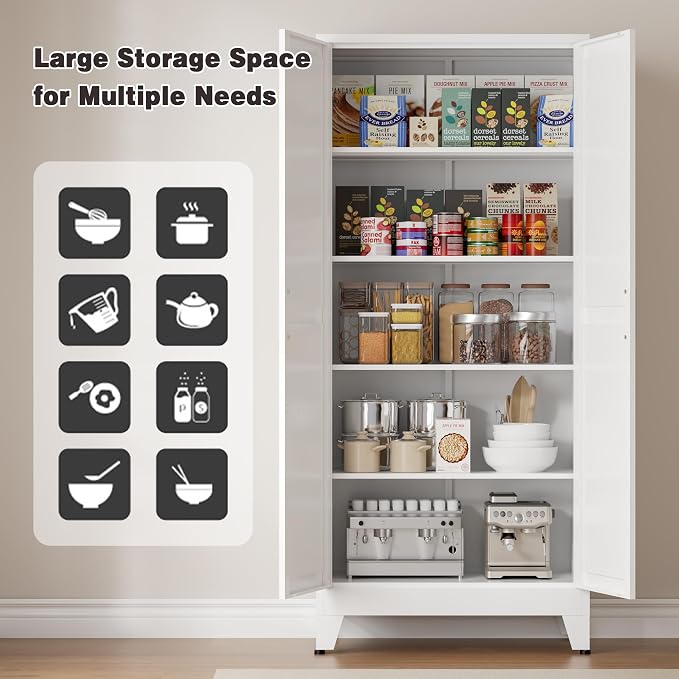 71” Tall Pantry Storage Cabinet, Kitchen Cabinets, Metal Cupboard - Image 5