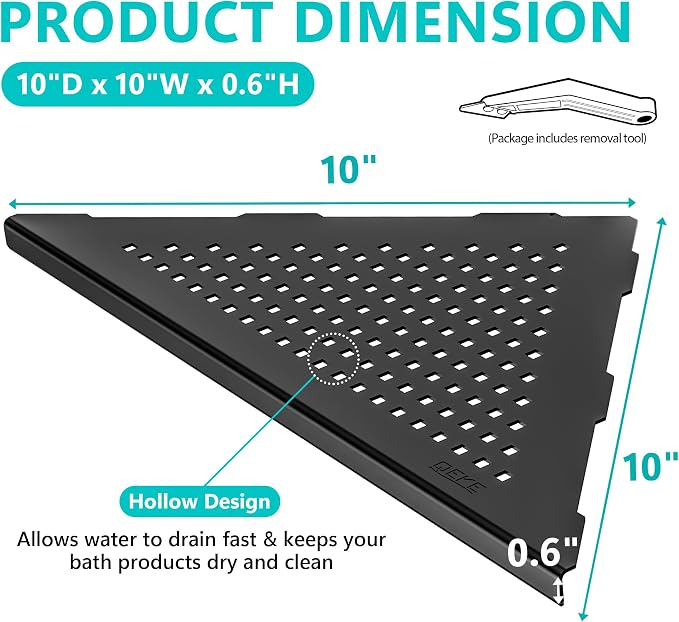 Corner Shower Shelves, 10” Recessed Tile Shower Shelf Matte Black, 304 - Image 2