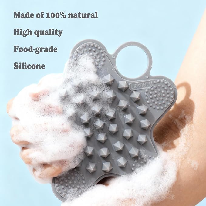LUCKSTELLA Food-Grade Silicone Body Scrubber, Dual-Sided Silicone Body Brush - Image 8