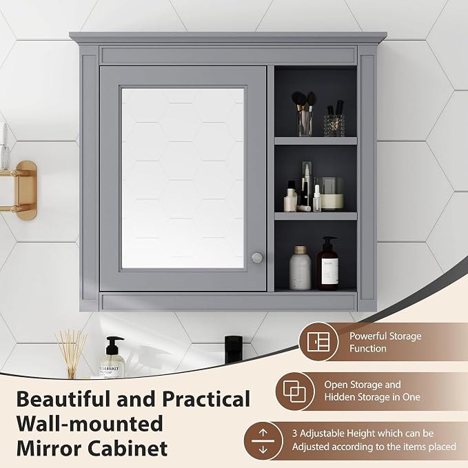 30'' x 28'' Medicine Cabinet, Wall Mounted Bathroom Storage Cabinet, Modern - Image 6