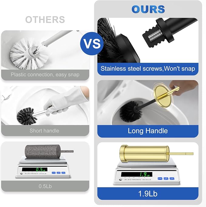 304 Stainless Steel Toilet Brush and Holder Set, Toilet Bowl Brush and Holder - Image 6