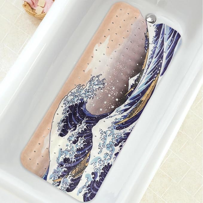 Bathtub Mat Non Slip, Japanese Wave Extra Long Bath tub Mat Shower Floor Mat by BathtubMat