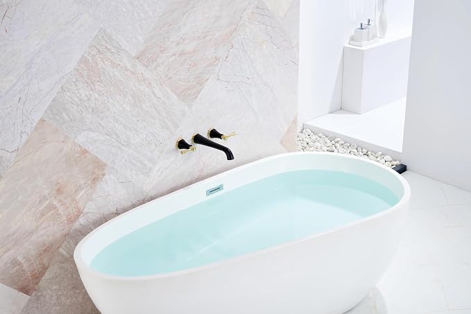 SITGES Polished Gold and Black Wall Mount Bathtub Faucet - Image 5