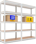 HOMEDANT House 5 Tier Laminated Metal Shelving Unit Adjustable Storage Utility by TheBestOrganizingSolution