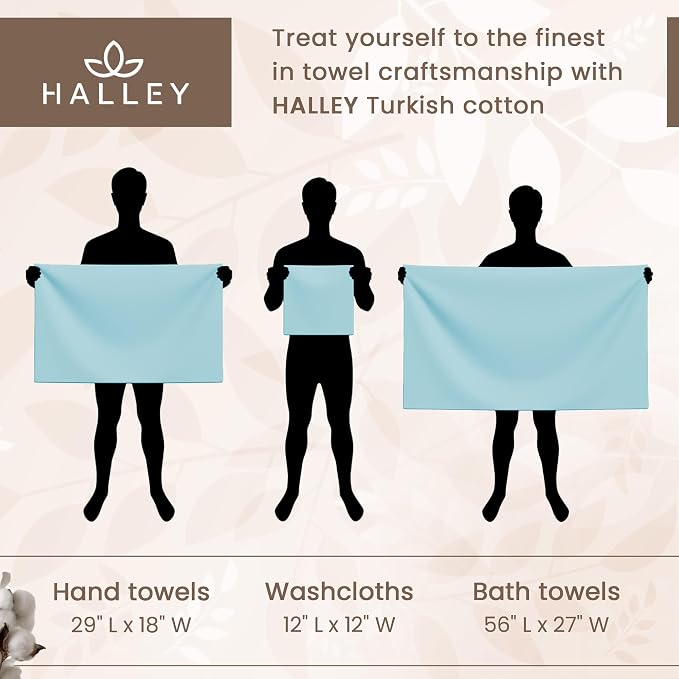 HALLEY Turkish Cotton Towels 1 Bath Towel 1 Hand Towel 2 Washcloths, Super Soft - Image 9