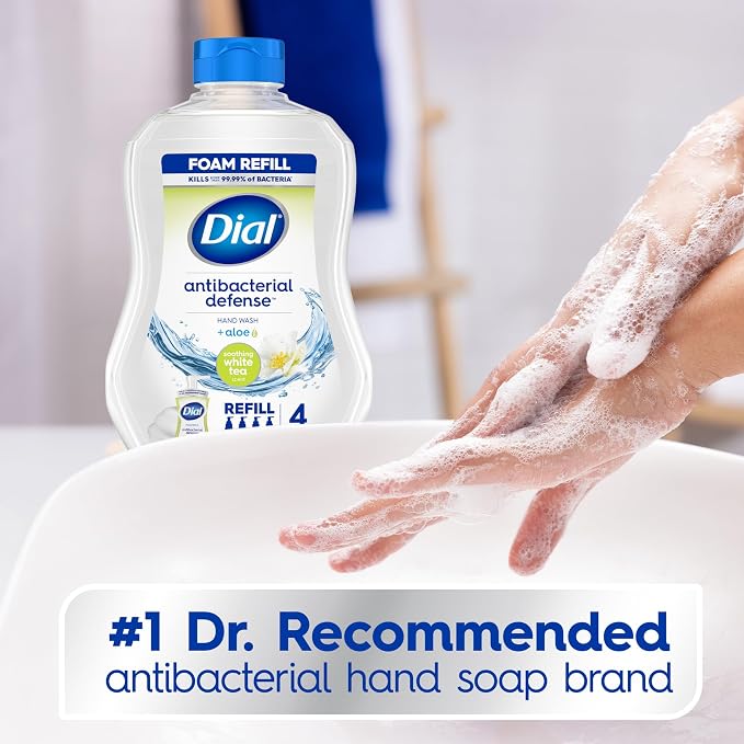 Dial Antibacterial Defense Foaming Hand Soap + Aloe, Soothing White Tea - Image 3