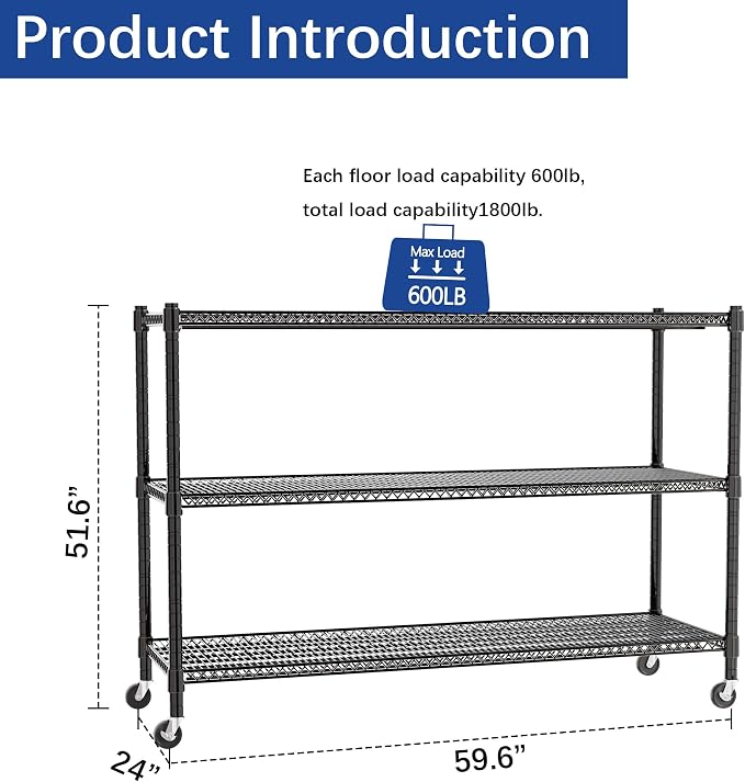 REGILLER 3-Wire Shelf Adjustable Heavy Duty Storage Shelves, Metal Organizer - Image 3