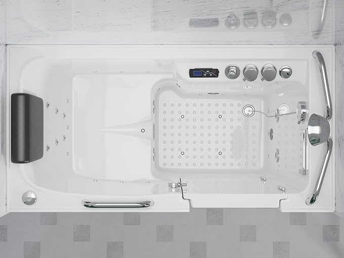 ANZZI Walk In Tub 53" x 27" Right-Drain Bathtub, Air & Whirlpool Massage Jets - Image 3