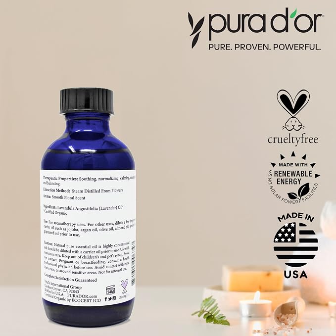 PURA D'OR Organic Lavender Essential Oil 100% Pure & Natural Therapeutic Grade - Image 7