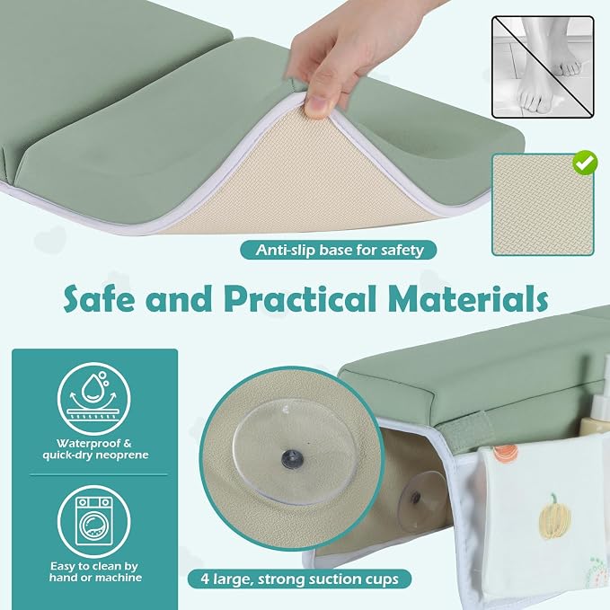 Baby Bath Kneeler and Elbow Rest Pad Set, 1.5 Inch Thick Memory Foam Soft Bath - Image 6