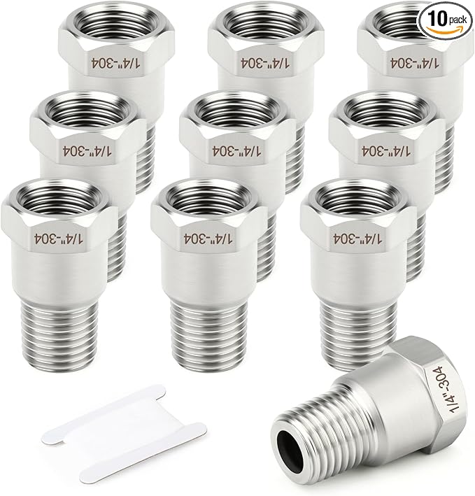 TAISHER 10PCS 304 Stainless Steel Pipe Fitting, New Reducer Adapter, 1/4" NPT by TAISHER