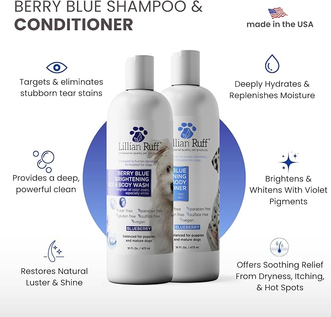 Lillian Ruff PRO Formula Berry Blue Brightening Dog Shampoo & Conditioner Set - Image 2