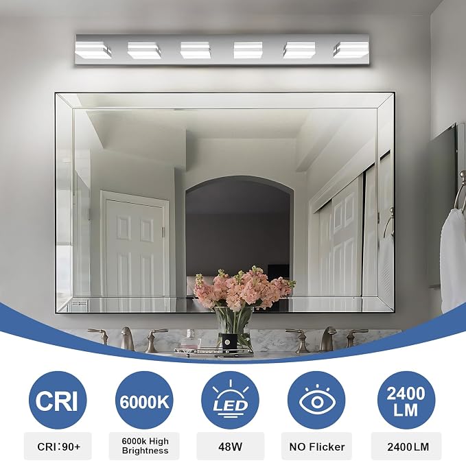 Modern LED Bathroom Lights Fixtures, Stainless Steel Chrome Acrylic Wall - Image 5