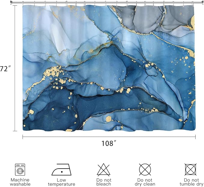 Extra Wide Marble Shower Curtain 108 x 72, Modern Luxury 108 inch Long Shower - Image 6