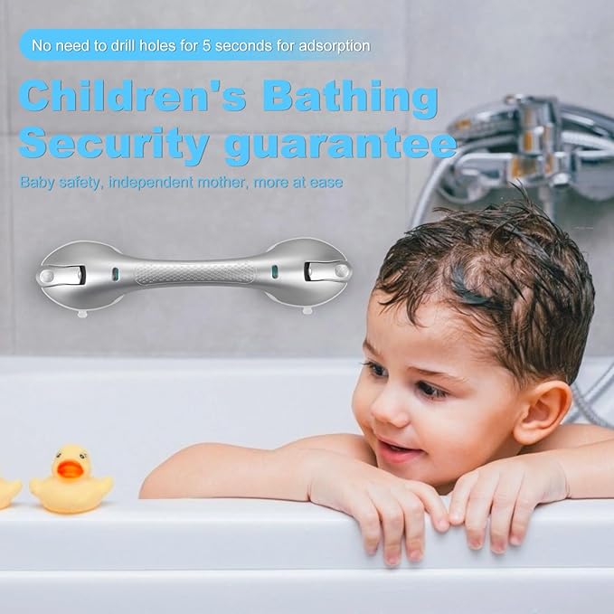 Suction Grab Bars for Bathtubs and Showers, Heavy Duty Shower Handle Removable - Image 2