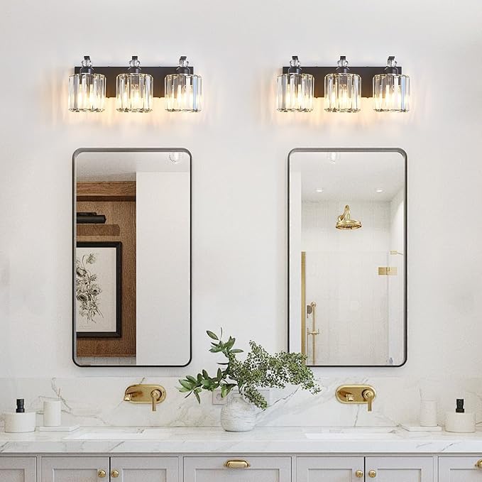 3-Light Black Bathroom Light Fixture Modern Vanity Lights Over Mirror Vintage - Image 2