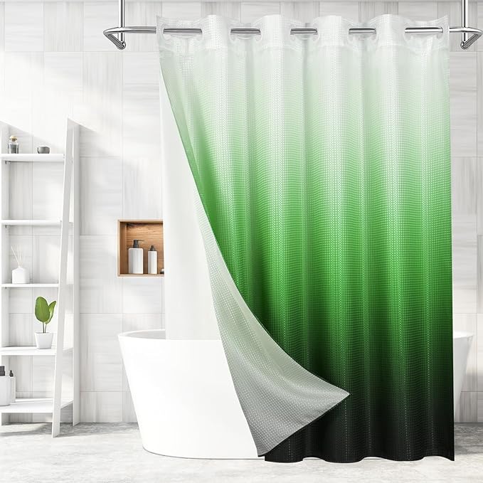 MitoVilla No Hooks Needed Extra Long Shower Curtain Liner Set, 86 inch XL by MitoVilla