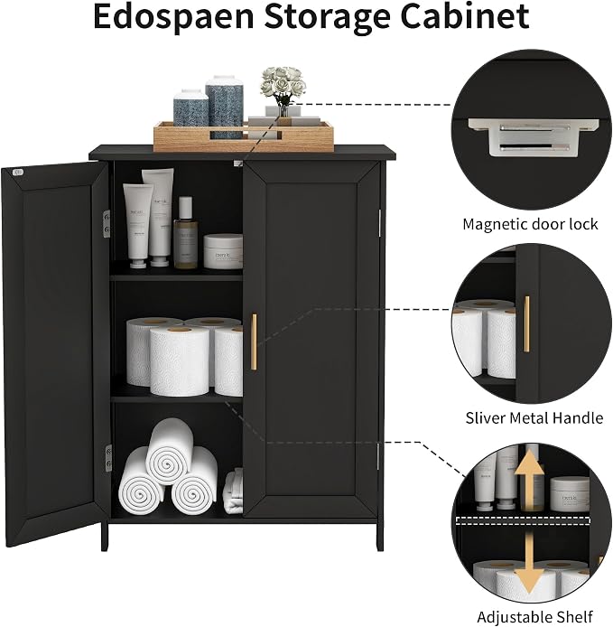 Bathroom Storage Floor Cabinet Freestanding Organizer - Image 4