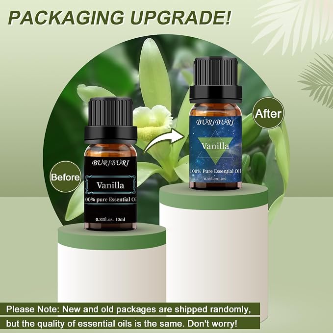 BURIBURI Sandalwood Oil Essential and Vanilla Essential Oil Gift Set, 100% Pure - Image 3