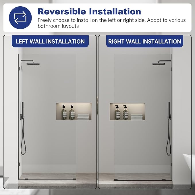 Frameless Fixed Shower Screen 34" W × 74" H, Shower Glass Panel, 5/16" SGCC - Image 5