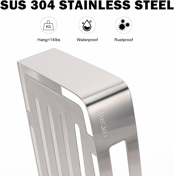 NearMoon Bathroom Shower Caddy 2 Pack, No Drill 304 Stainless Steel Shower - Image 3