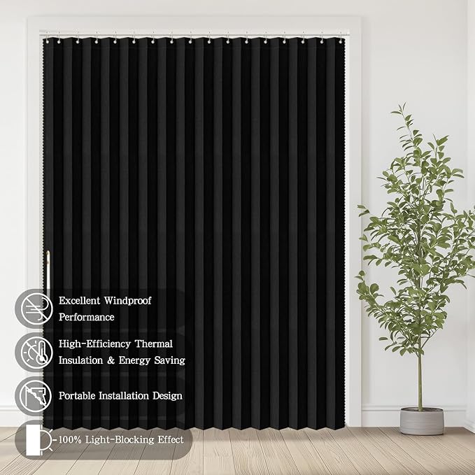 Accordian Door Curtain, 100% Blackout Folding Magnetic Doorway Curtains - Image 8