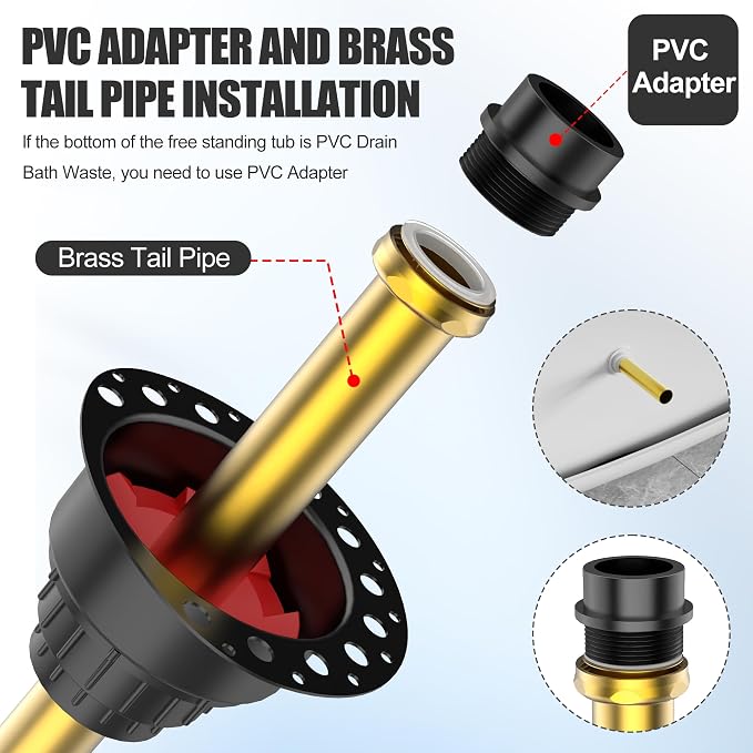 PVC Freestanding Tub Drain Kit, Bathtub Drain Rough-in Kit，Compatible - Image 6